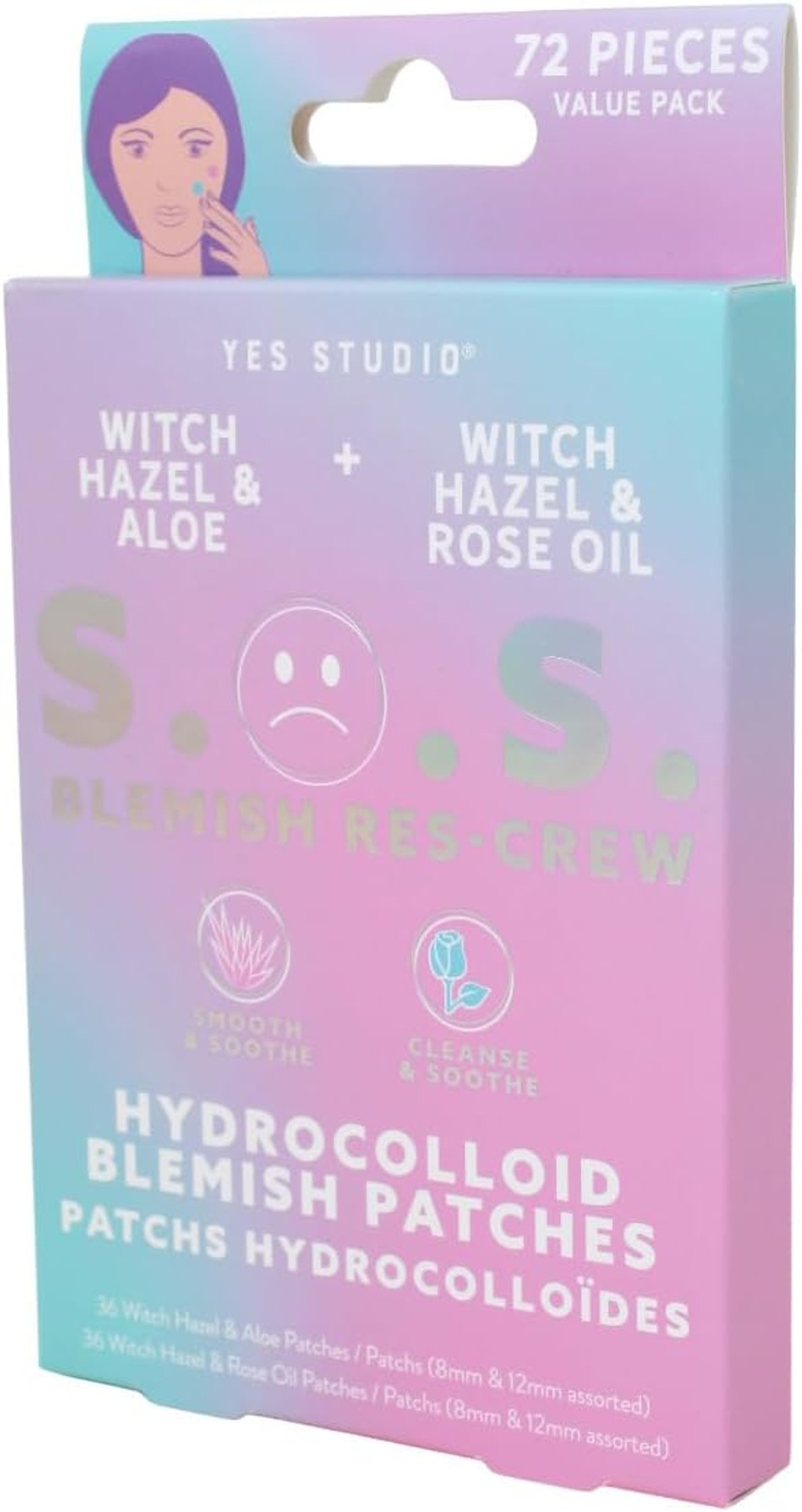 Yes Studio Hydrocolloid Blemish Dot Patches 72 Pieces Value Pack Assorted Sizes, Cleanse, Smooth and Soothe with Infused Witch Hazel, Aloe Vera & Rose Oil Yes Studio Hydrocolloid Blemish Dot Patches 72 Pieces Value Pack Assorted Sizes, Cleanse, Smooth and Soothe with Infused Witch Hazel, Aloe Vera & Rose Oil