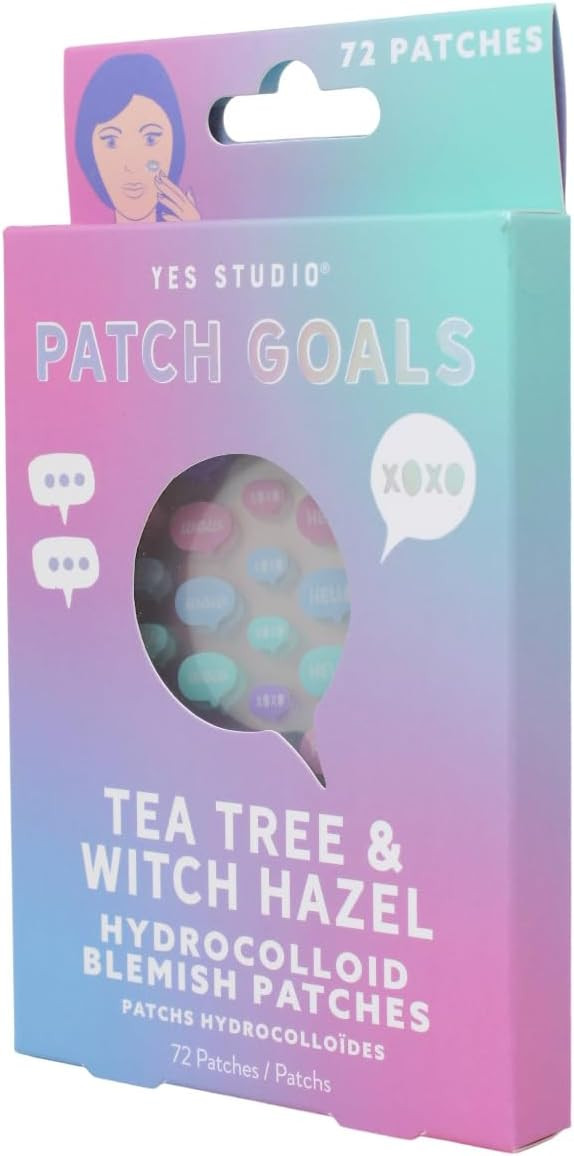 Yes Studio Patch Goals Speech Bubble Shaped Tea Tree & Witch Hazel Hydrocolloid Blemish Pimple Patches 72 Pack for Teens