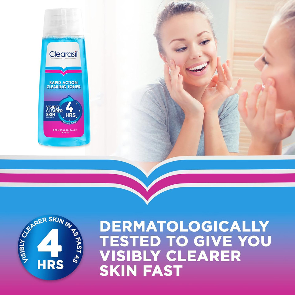 Clearasil Ultra Rapid Action Deep Pore Salicylic Acid Treatment Toner, Unclog Pores for A Visibly Clearer Skin, Remove Dirt & Spots, Pack of 3 x 200ml