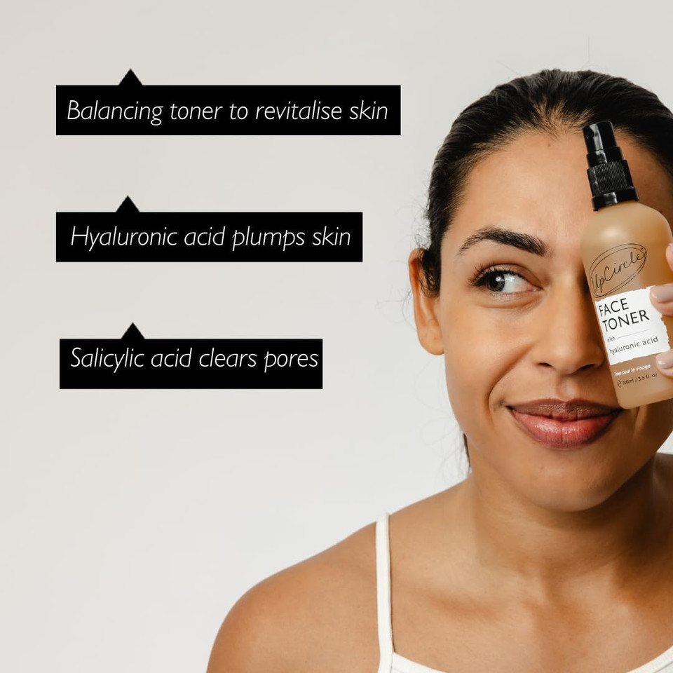 UpCircle Face Toner with Hyaluronic Acid + Salicylic Acid 100ml - for Balancing, Plumping + Soothing - Mandarin Fruit Water, Chamomile Extract + Glycerin - Natural, Vegan + Cruelty-Free