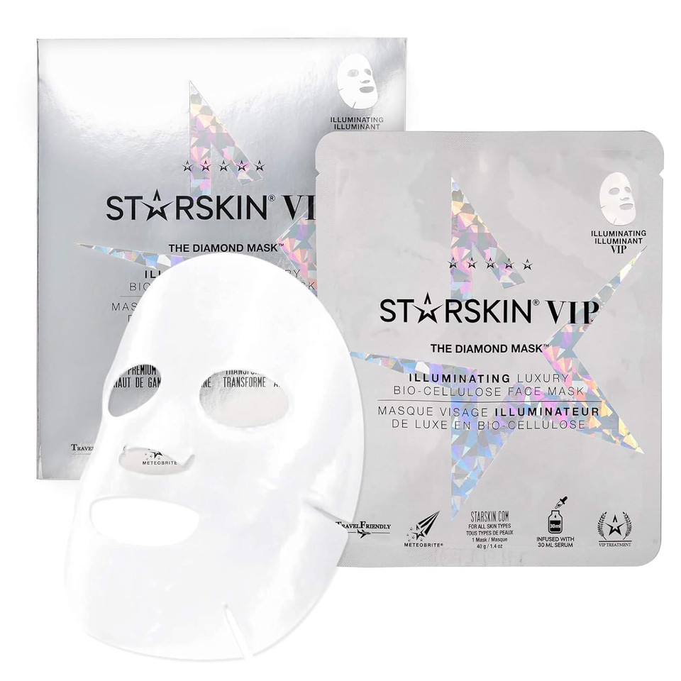 Starskin The Diamond Mask - Premium Trending Korean Bio-Cellulose Facial Mask Formulated With Fermented, Vitamin-Rich Coconut Juice - Soaked In A Creamy Serum Infused With Diamond Dust