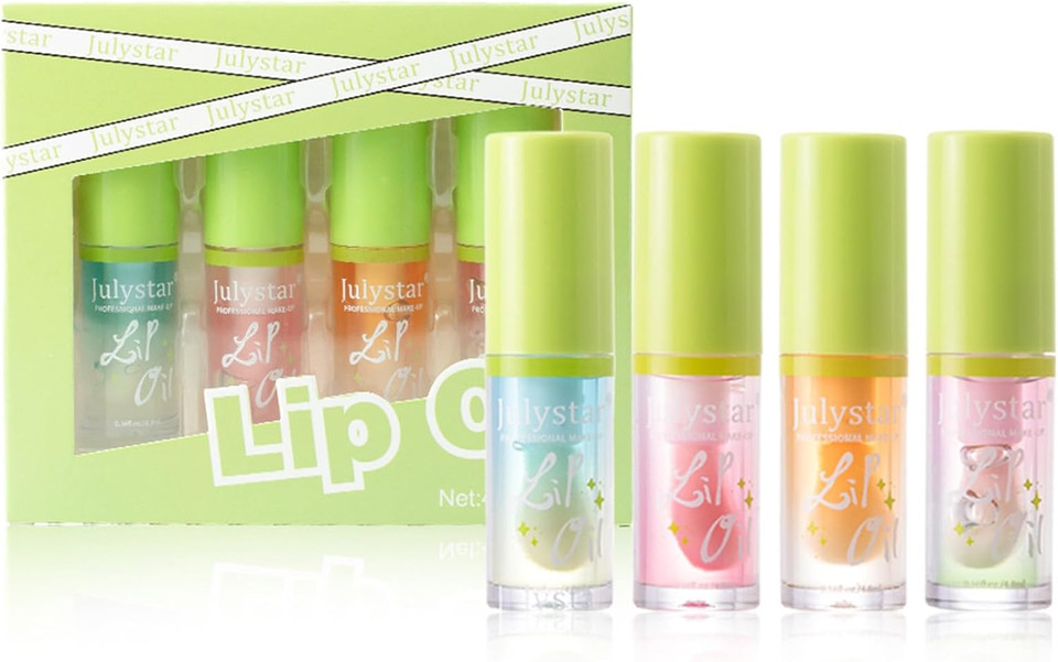 Julystar 4PCS Moisturizing Lip Glaze: Mirror Finish Non-Sticky Lip Gloss & Hydrating Balm Set