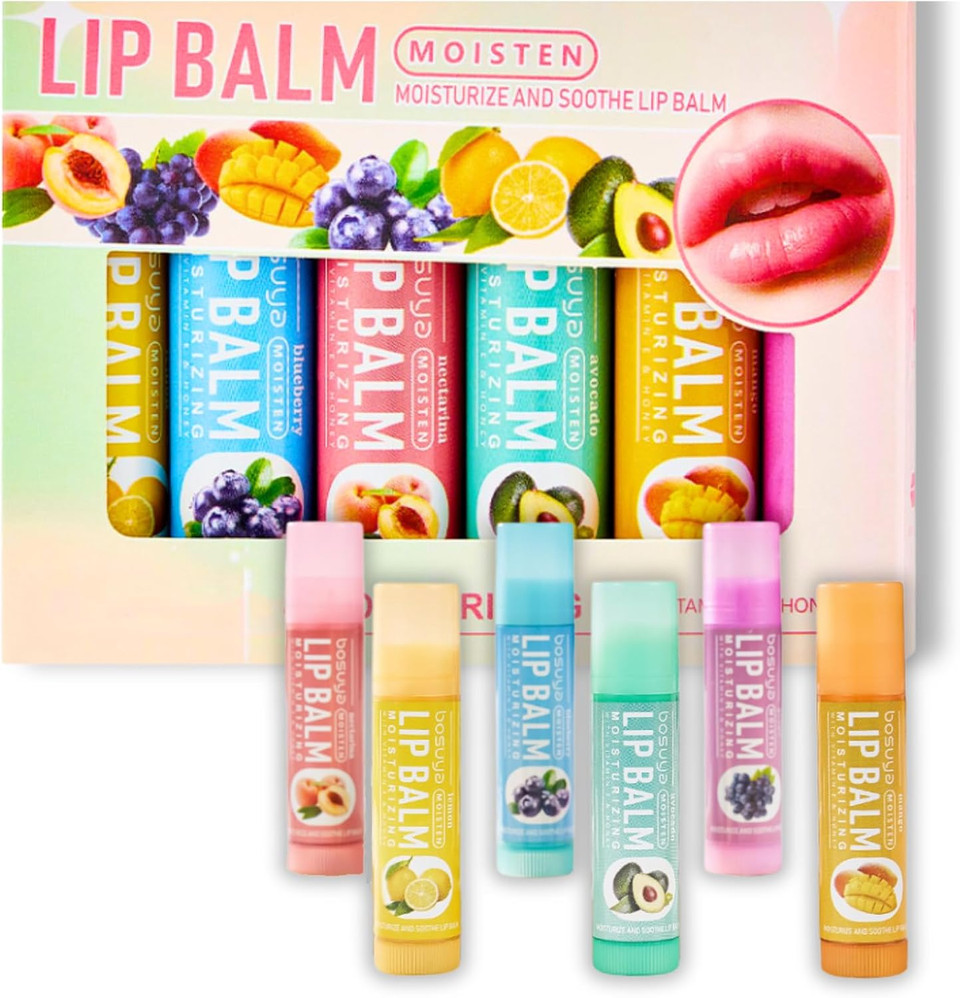 6pcs Lip Balm Set - Fruity Moisturizing Lip Balm Multipack - Gift Set for Girls - Hydrating & Repairing for Dryness & Chapped Lips - Beeswax Formula to Fade Lip Lines - Holiday Essentials for Women 6pcs Lip Balm Set - Fruity Moisturizing Lip Balm Multipack - Gift Set for Girls - Hydrating & Repairing for Dryness & Chapped Lips - Beeswax Formula to Fade Lip Lines - Holiday Essentials for Women