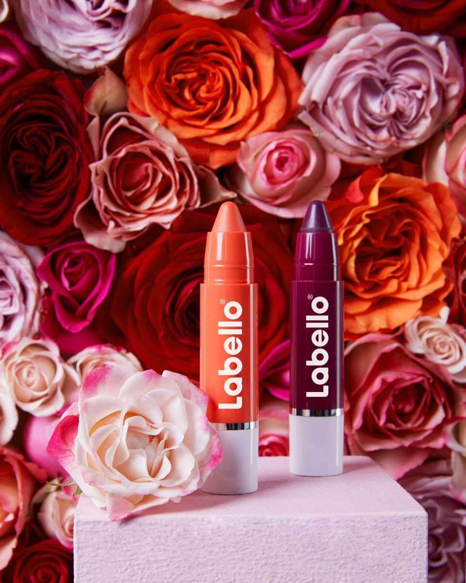 Labello Lips2Kiss Colour Lip Balm Black Cherry (3g), Lip Balm with Intense Colour, Lipstick with Real Labello Care, Berry