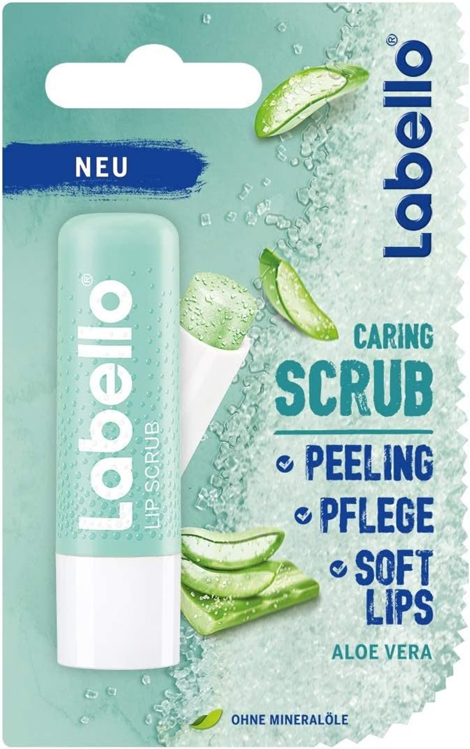 Labello Lip Scrub Aloe Vera (5.5 ml), Innovative Lip Balm with Scrub Particles of Natural Origin, Gentle Lip Scrub with Vitamin E