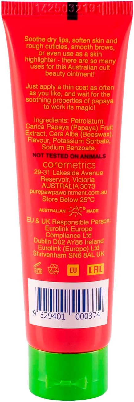 Pure Paw Paw Australian Ointment with Cherry to Smooth and Soothe, Suitable For Lips, All Skin Types and Makeup 25g