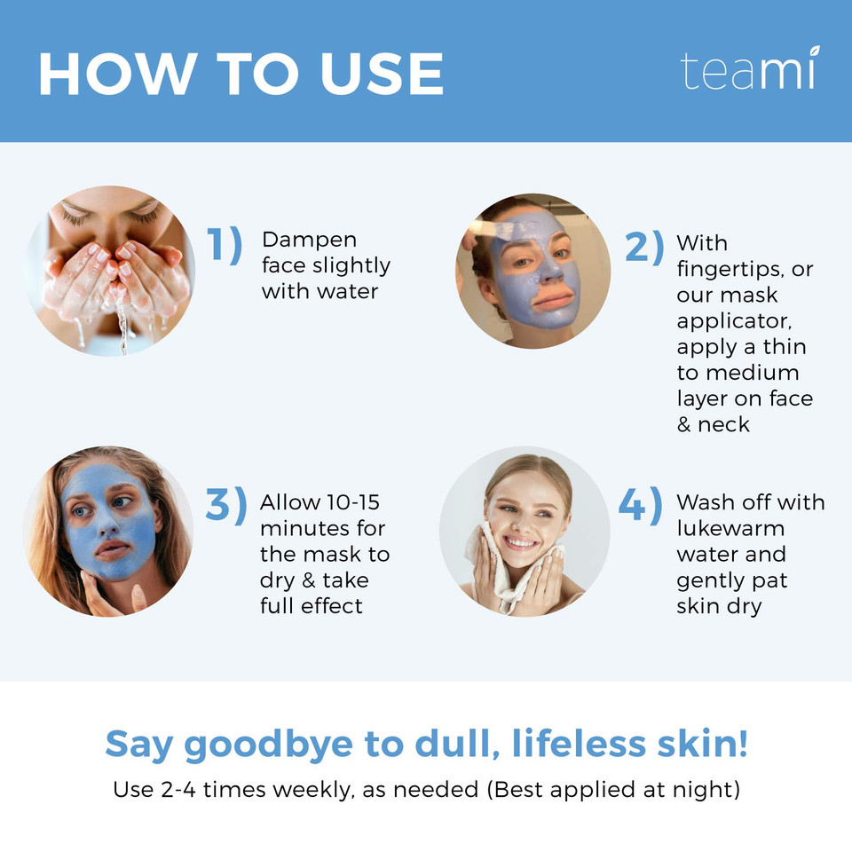 Teami Beauty Facial Mask - Moisturizing Restorative Clay Face Mask Skin Care - Anti Acne & Blackhead Remover with Butterfly Pea Flower & Kaolin Clay - Deep Cleansing Face Mask for All Skin Type