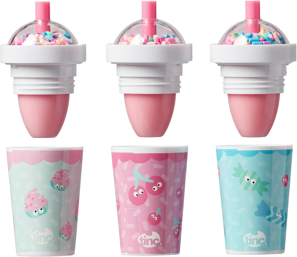 Tinc Sprinkle Shake Lip Balms - Delicious Scents: Cherry, Cupcake and Candy - Keeps Lips Moist - Gift Idea - 3 in Pack