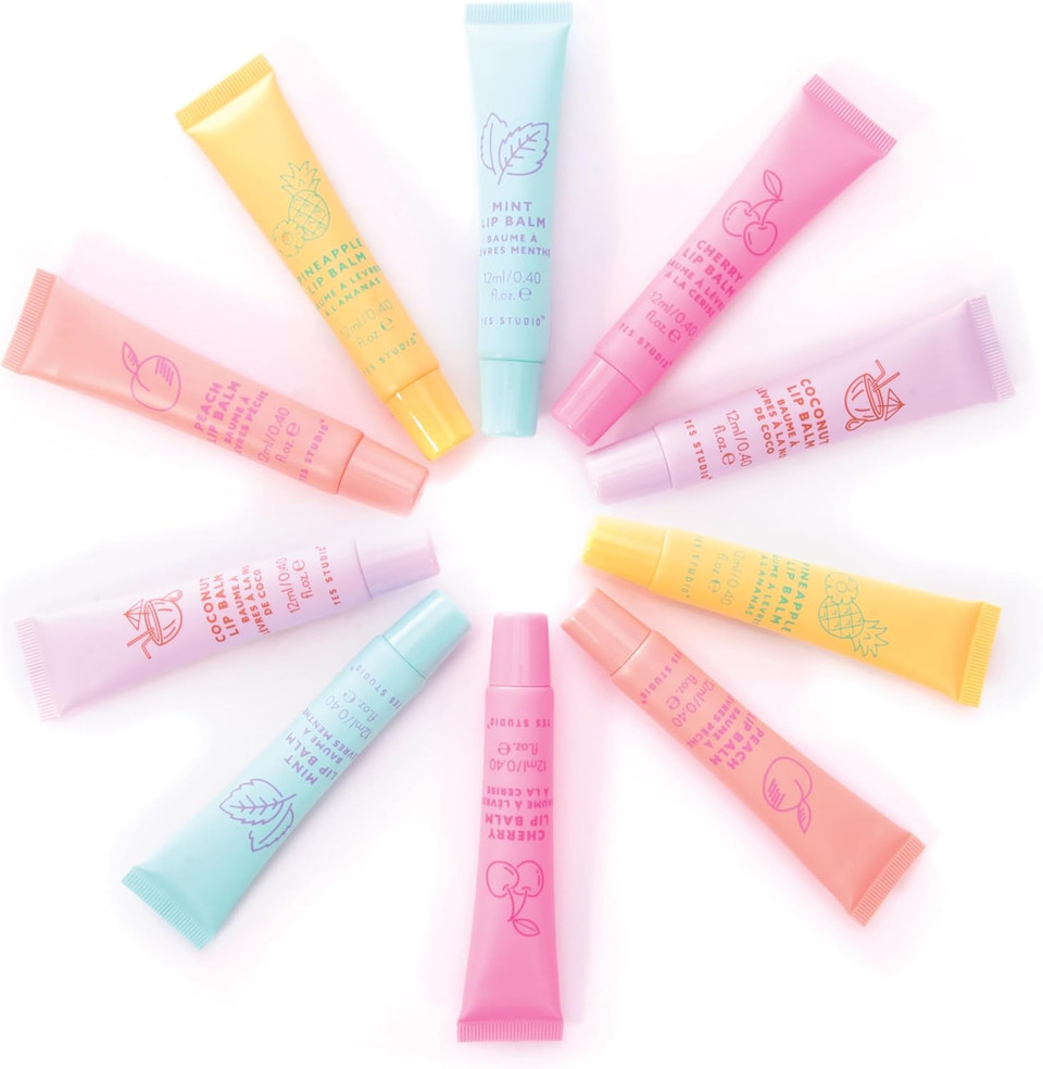 Yes Studio Fruit Drops Lip Balm Gift Set, 5 x 12ml, Cruelty Free, Pineapple Mint Cherry Peach Coconut