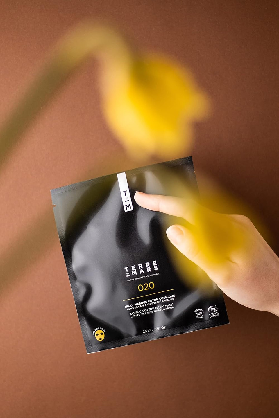 Terre De Mars Cosmic Cotton Milky Mask, Creamy Face Mask, Infused With Chamomile, Aloe Vera And Caffeine, Made In France, Vegan And Cruelty Free, Biodegradable (.67 Oz)