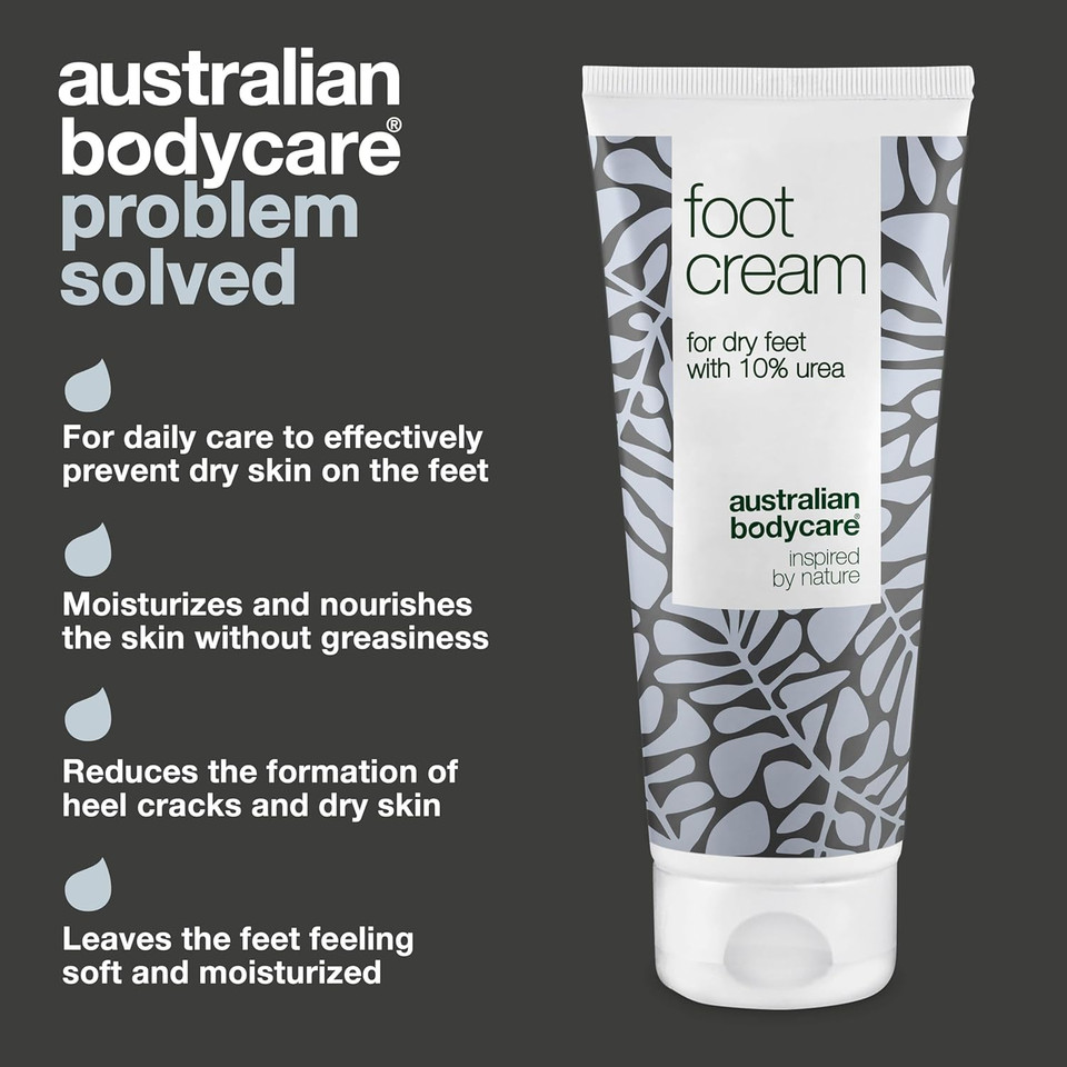 Foot Cream from Australian Bodycare 100ml | Hard Skin Remover for Women & Men | Treatment against Hard, very Dry & Cracked Feet with 10% Urea | Foot Care against Sweaty Feet with Tea Tree Oil