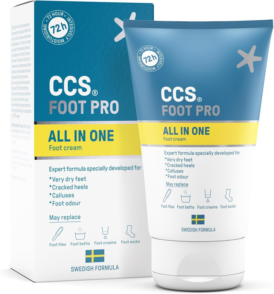 CCS All In One Foot Cream 100ml - Foot Pro Cream for Cracked Heels, Dry Skin & Calluses Feet - Foot Moisturiser - Developed for Very Dry Feet, Cracked Heels, Calluses and Foot Odour