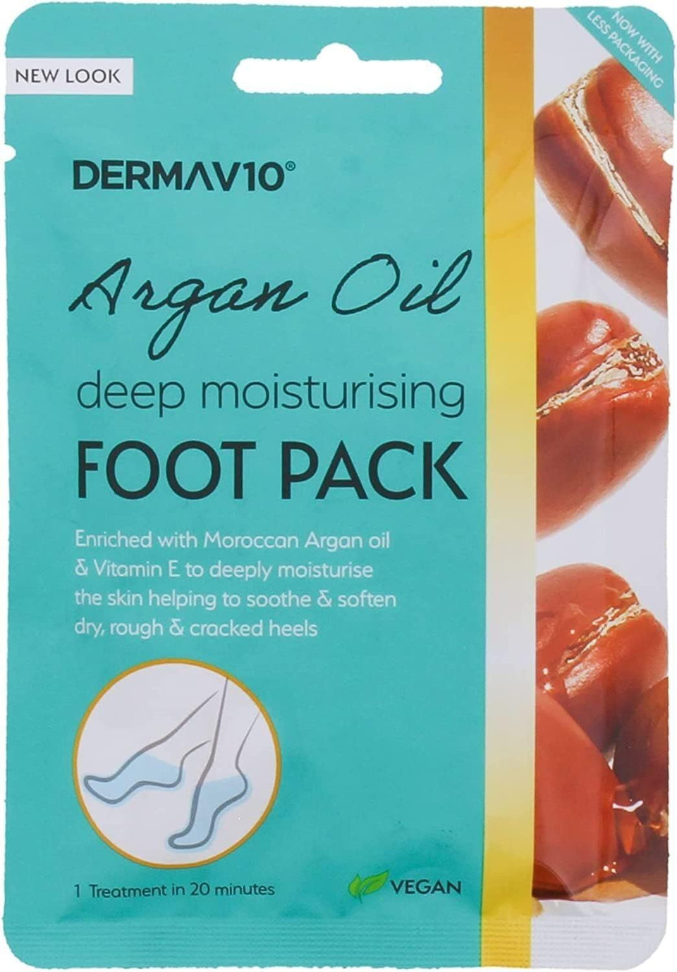 Twelve Packs of Derma V10 Deep Moisturising Foot Pack Argan Oil 1 Treatment