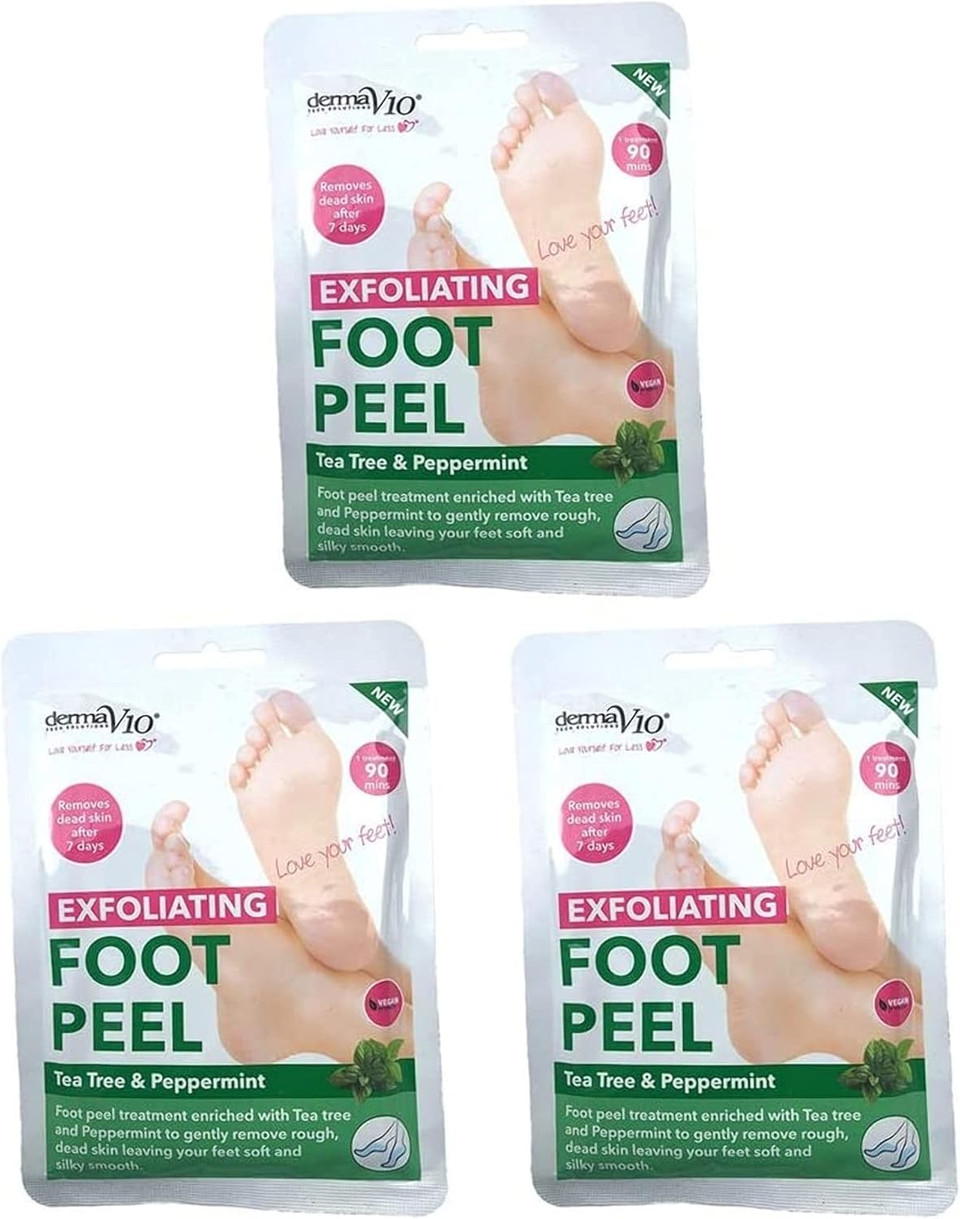 Derma V10 Exfoliating Foot Peel Mask, Pack of 3