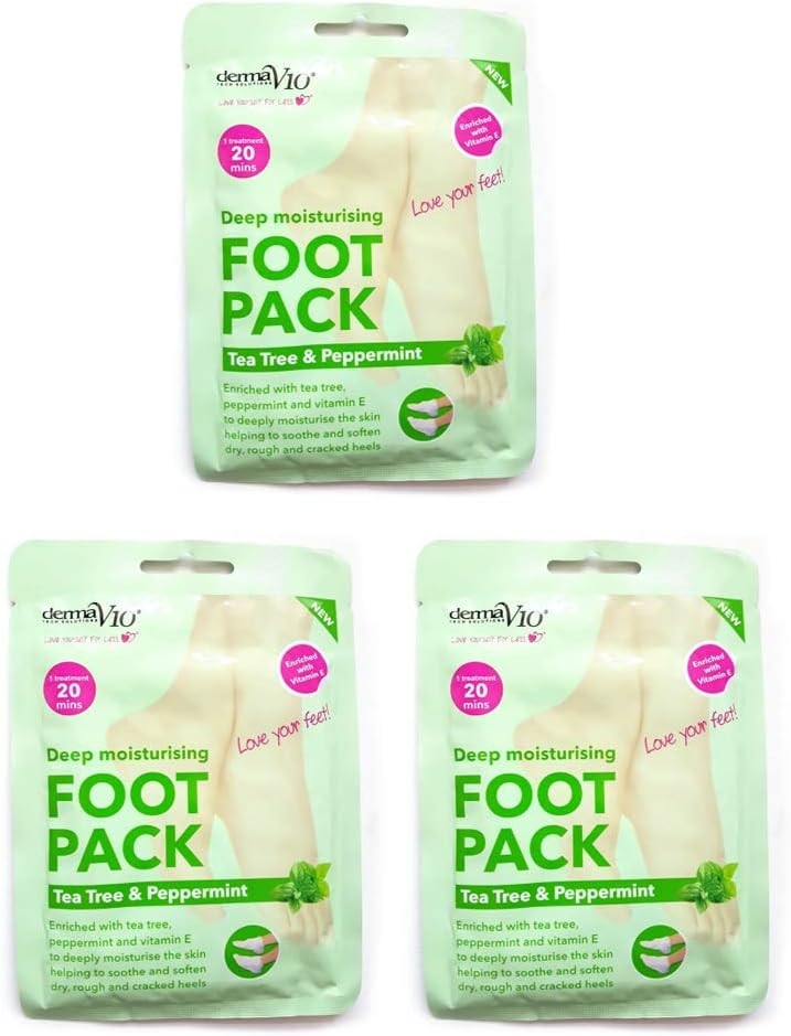 Derma V10 Foot Pack - Pack of 3 (Tea Tree & Peppermint)