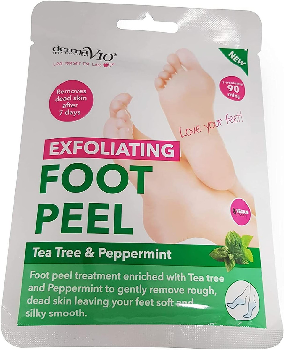 DermaV10 Exfoliating Foot Peel Tea Tree and Peppermint 1 Pair