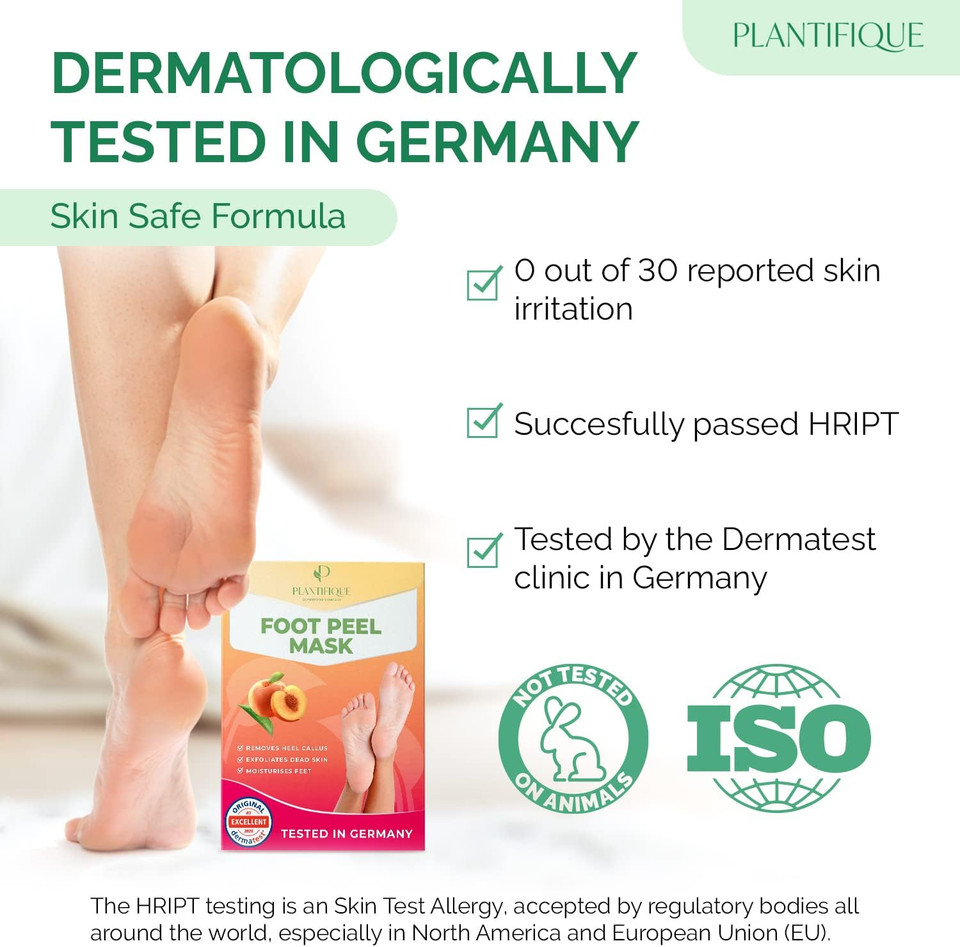 Plantifique Foot Peel Mask  4 Pairs Exfoliating & Dermatologically Tested Foot Treatment, Removes Dead Skin & Repairs Heels for Soft Feet  Mix Scent, Gift for Women & Men