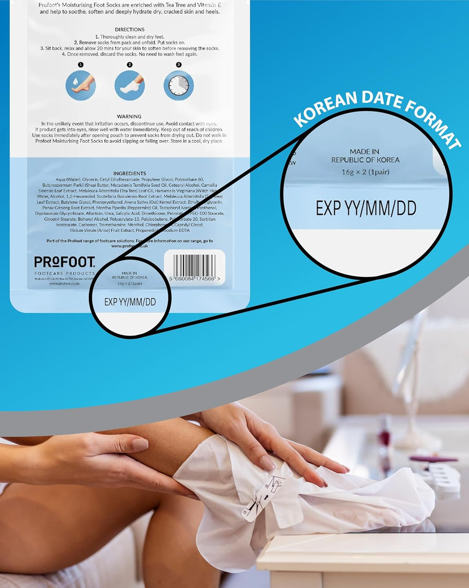 Profoot Moisturising Foot Socks - Deep Treatment for Feet - Ideal for Dry Skin - Soothes, Softens & Deeply Hydrates Cracked Heels and Skin - Intensive Repair for Dry Skin with Vitamin E & Tea Tree