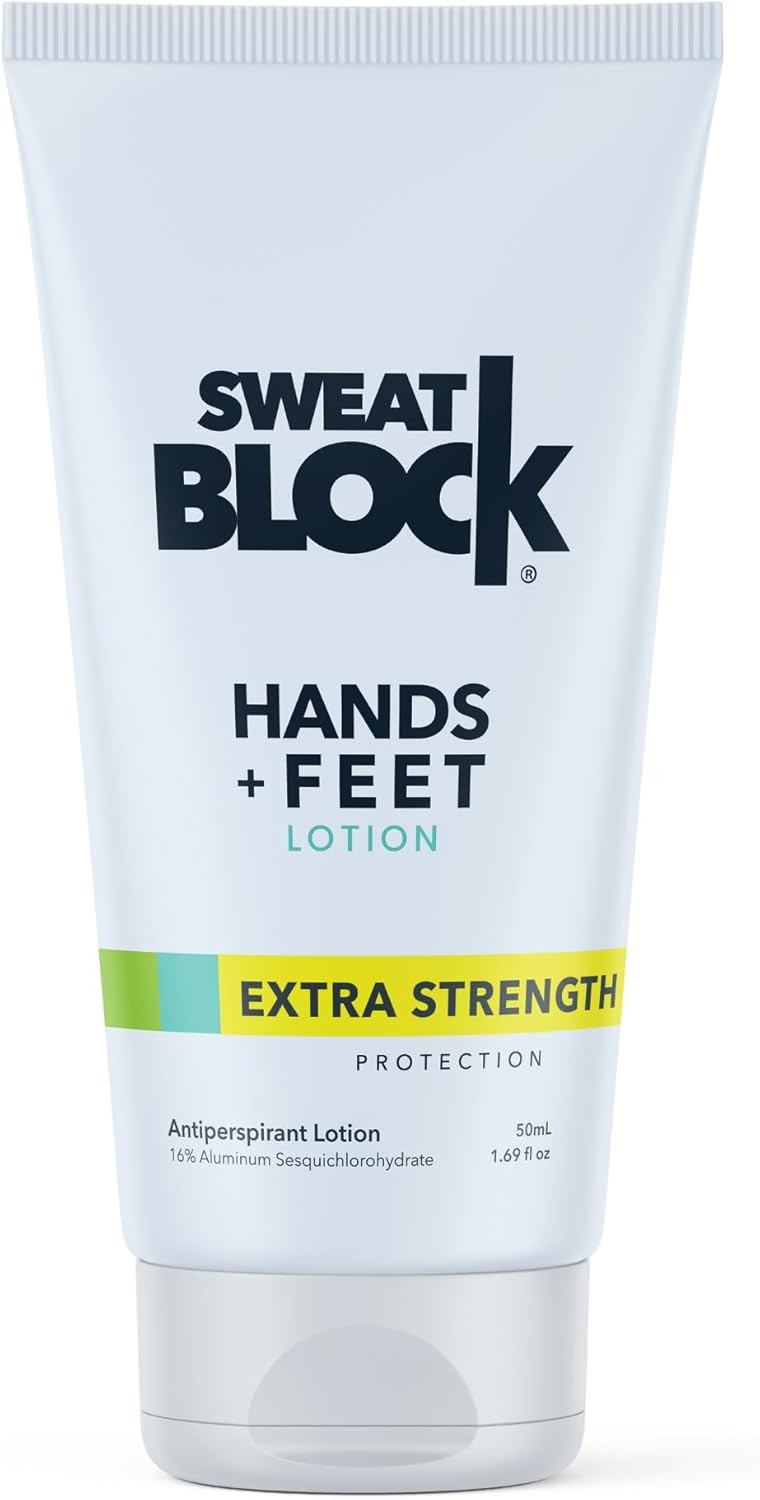 SweatBlock Antiperspirant Lotion For Hands & Feet, Proven To Reduce Excessive Sweating, Reduce Hand & Foot Sweat & Smelly Feet, Safe Effective, FDA Compliant Anti Sweat Lotion For Women & Men 50 ml