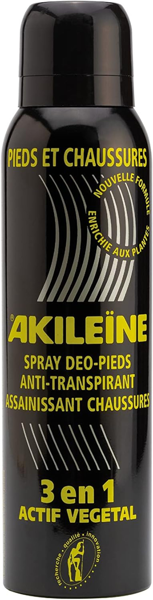 AKILEÏNE®  Black Spray 3 in 1  Triple Action Feet and Footwear  Deodorization, Regulation of Breath, Microbial Protection  Format 150 ml