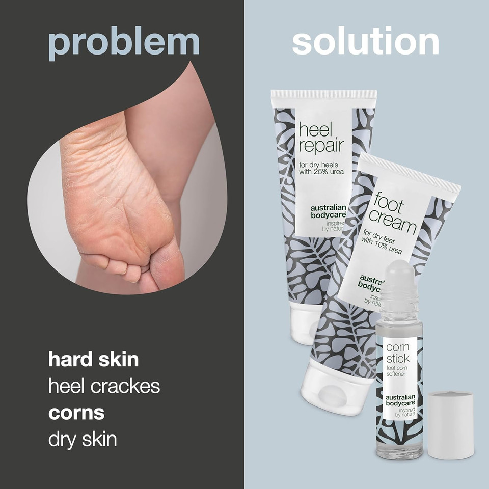 Corns & Calluses Kit with Tea Tree Oil for Soft Feet - Foot Cream, Heel Repair & Corn Stick Set for Effective Foot Care & Repair - Natural Ingredients - Perfect for Dry, Rough & Cracked Feet