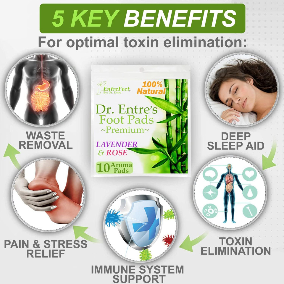 Dr. Entre's Detox Foot Patches: All Natural Detox Foot Pads to Remove Body Toxins, Pain Relief, Sleep Aid | Deep Cleansing Foot Detox Patches, 90 Pack