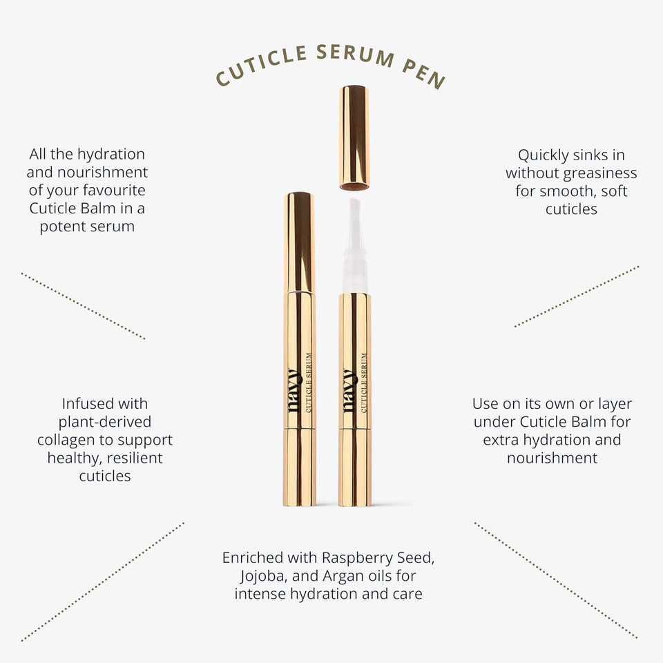 Navy Cuticle Oil Pen 4ml  Hydrating Nail & Cuticle Serum with Collagen, Jojoba & Argan Oil | Refillable Travel Size | Nourishing Cuticle Cuticle Treatment | Made in UK