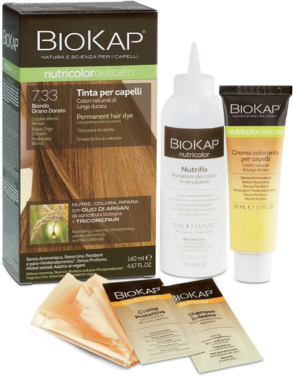 BioKap Nutricolor Delicato Hair Dye 7.33 Golden Wheat Blonde 140 ml
