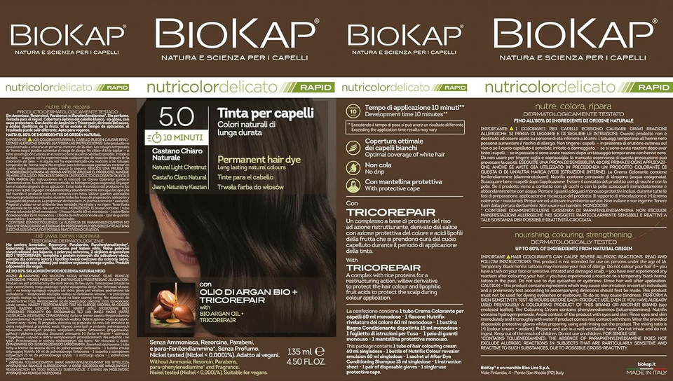 Biokap Nutricolor Delicate Rapid Hair Dye - 5.0 Natural Light Brown
