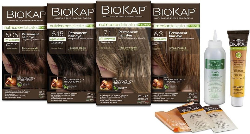 BioKap Natural Black 1.0 Rapid Hair Dye 135 ml - works in just 10 mins, permanent, vegan & natural nourishing formula suitable for sensitive skin