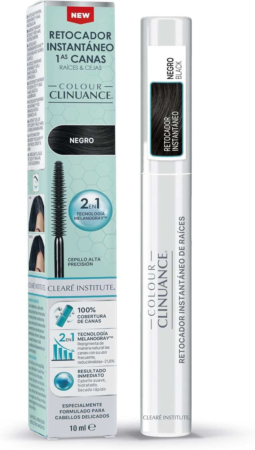 Colour Clinuance Temporary Instant Retoucher for First Grey Hair, Roots and Eyebrows Quick and Easy to Use Perfect Coverage and Maximum Precision Black Colour 10 ml