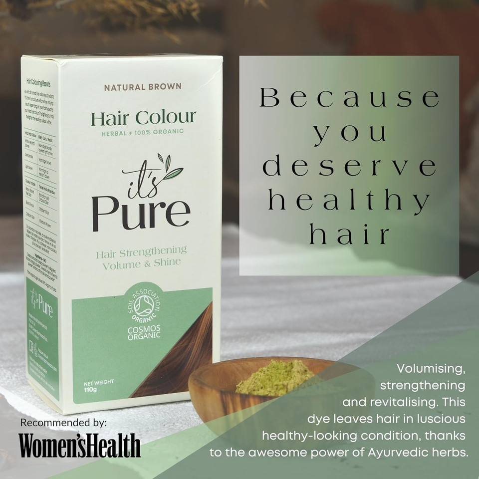 It's Pure Organic Henna Hair Dye in Natural Brown | 100% Natural, Vegan, & Gluten Free | PPD Free Hair Dye, Ammonia Free, Resorcinol Free, & Peroxide Free | Volumising, Strengthening, & Revitalising | It's Pure Organic Henna Hair Dye in Natural Brown | 100% Natural, Vegan, & Gluten Free | PPD Free Hair Dye, Ammonia Free, Resorcinol Free, & Peroxide Free | Volumising, Strengthening, & Revitalising |