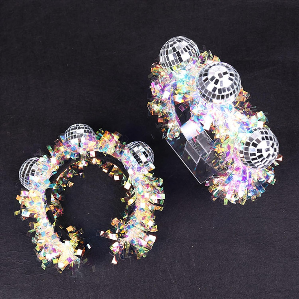 SLXLYH Discos Balls Headband Music Festival Vintage Headhoop Funk Party Hairhoops Adult Carnivals Headwear for Discos Party