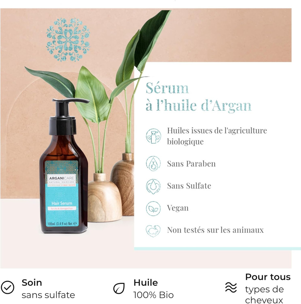 Arganicare | Argan Range | REPAIR SERUM | Organic Argan Oil | Dry and Damaged Hair | Long Lasting Protection | Reduce Breakage | Brings Shine, Strength & Softness | 100ml Arganicare | Argan Range | REPAIR SERUM | Organic Argan Oil | Dry and Damaged Hair | Long Lasting Protection | Reduce Breakage | Brings Shine, Strength & Softness | 100ml