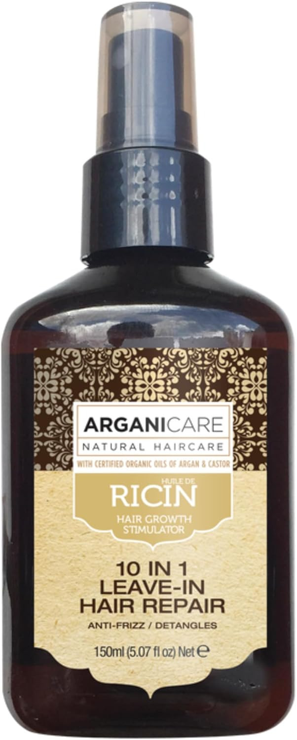Arganicare | Castor Range | 10-IN-1 RINSE-FREE REPAIR SPRAY | Castor | Eliminates Frizz & Prevents Split Ends | Shiny Effect | High Hydration | All hair types | 400mL
