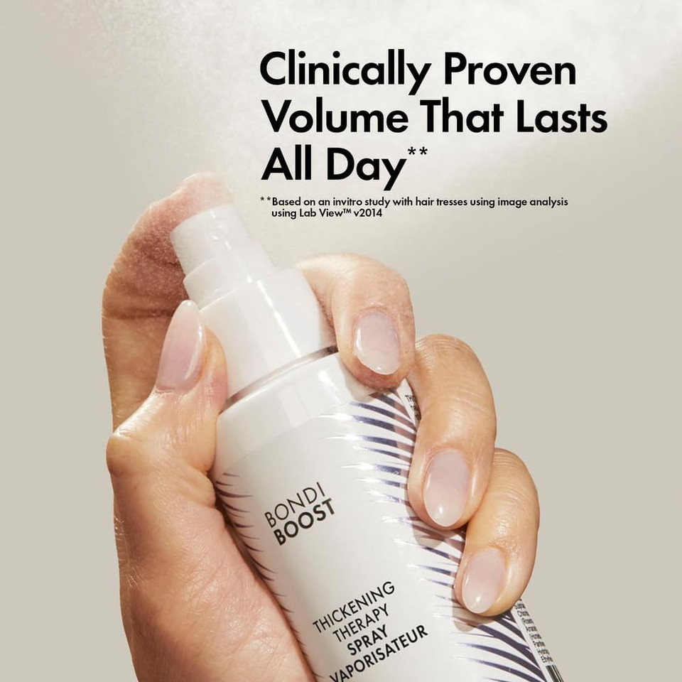BondiBoost Thickening Therapy Volumising Styling Spray - Aloe-Based Leave-In with Epsom Salt, Hyaluronic Acid, Biotin & Vegan Collagen for Volume - Vegan & Cruelty-Free, 150ml BondiBoost Thickening Therapy Volumising Styling Spray - Aloe-Based Leave-In with Epsom Salt, Hyaluronic Acid, Biotin & Vegan Collagen for Volume - Vegan & Cruelty-Free, 150ml