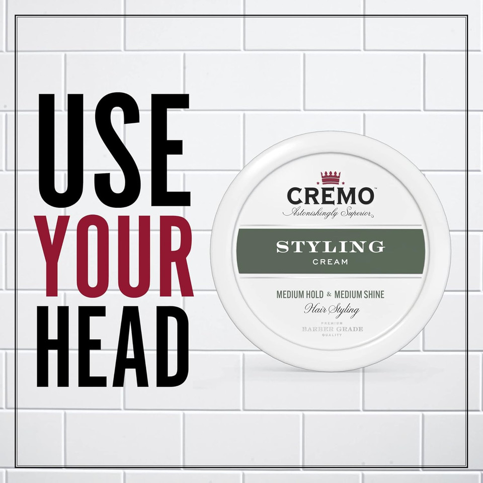 CREMO - Barber Grade Hair Styling Cream For Men - Medium Hold & Medium Shine - 113g