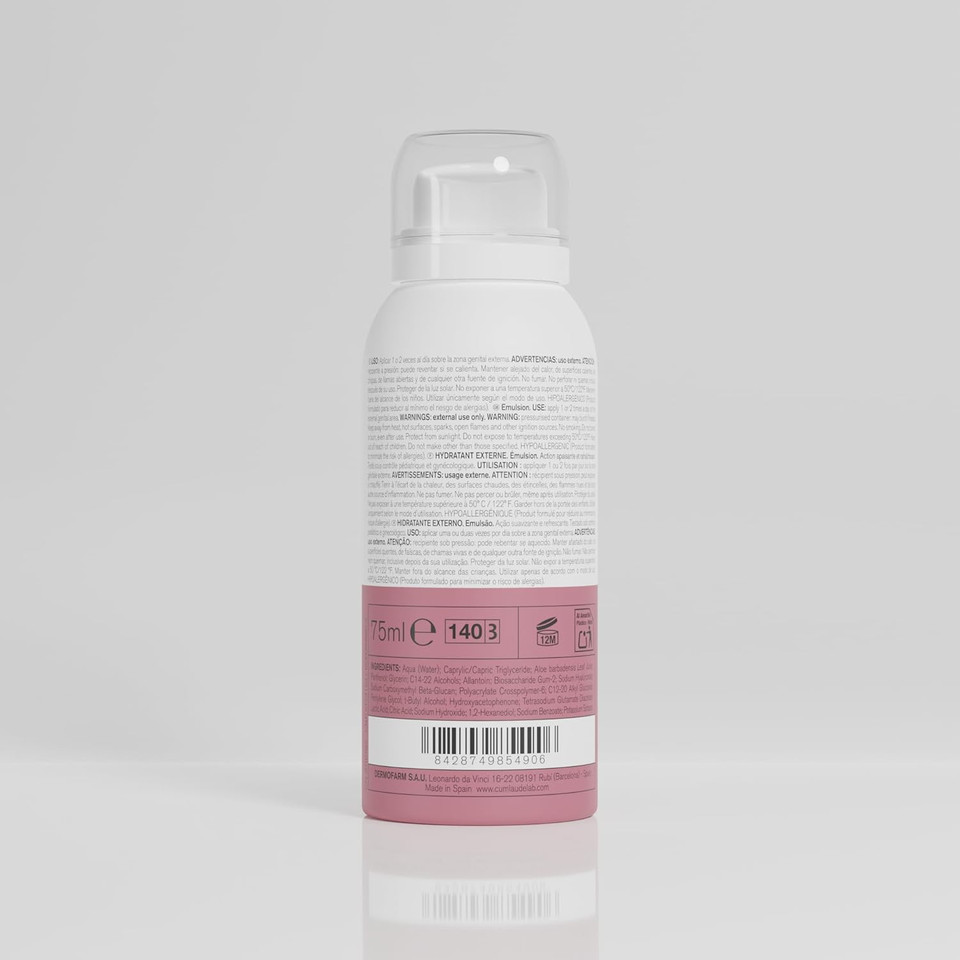 Cumlaude Lab Hydra Spray - Bruma Vulvar Hidratante, Calmante y Refrescante en 5 Segundos, with Ácido Hialurónico y Aloe Vera para Sequedad, Picor o Inflamación de la Zona Genital Externa - 75 ml