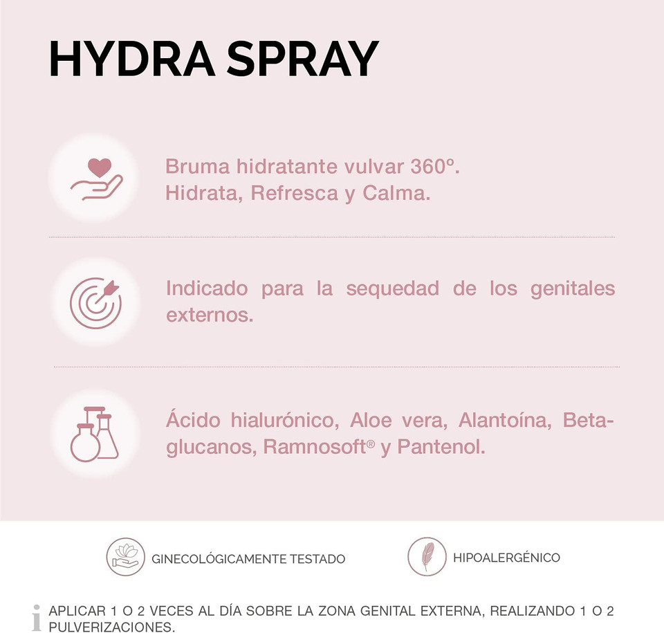 Cumlaude Lab Hydra Spray - Bruma Vulvar Hidratante, Calmante y Refrescante en 5 Segundos, with Ácido Hialurónico y Aloe Vera para Sequedad, Picor o Inflamación de la Zona Genital Externa - 75 ml