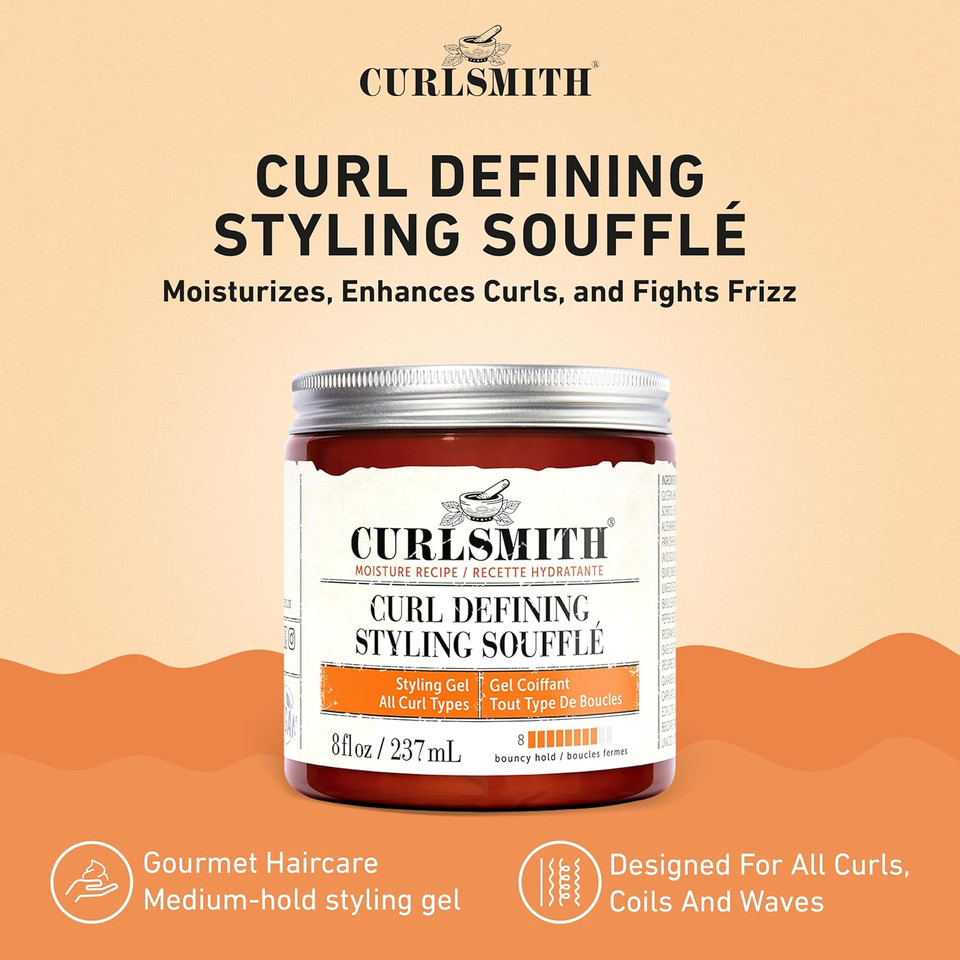 Curlsmith Curl Defining Styling Soufflé - Vegan Medium Hold Styling Gel for Wavy, Curly and Kinky Hair (237ml)