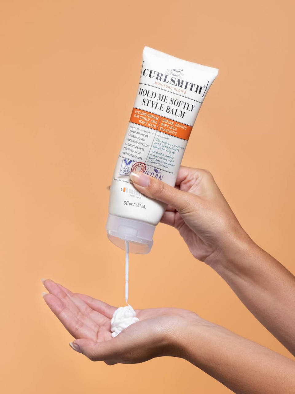 Curlsmith - Hold Me Softly Style Balm - Vegan Soft Hold Styling Cream for Wavy and Curly Hair, Natural Look (237ml)