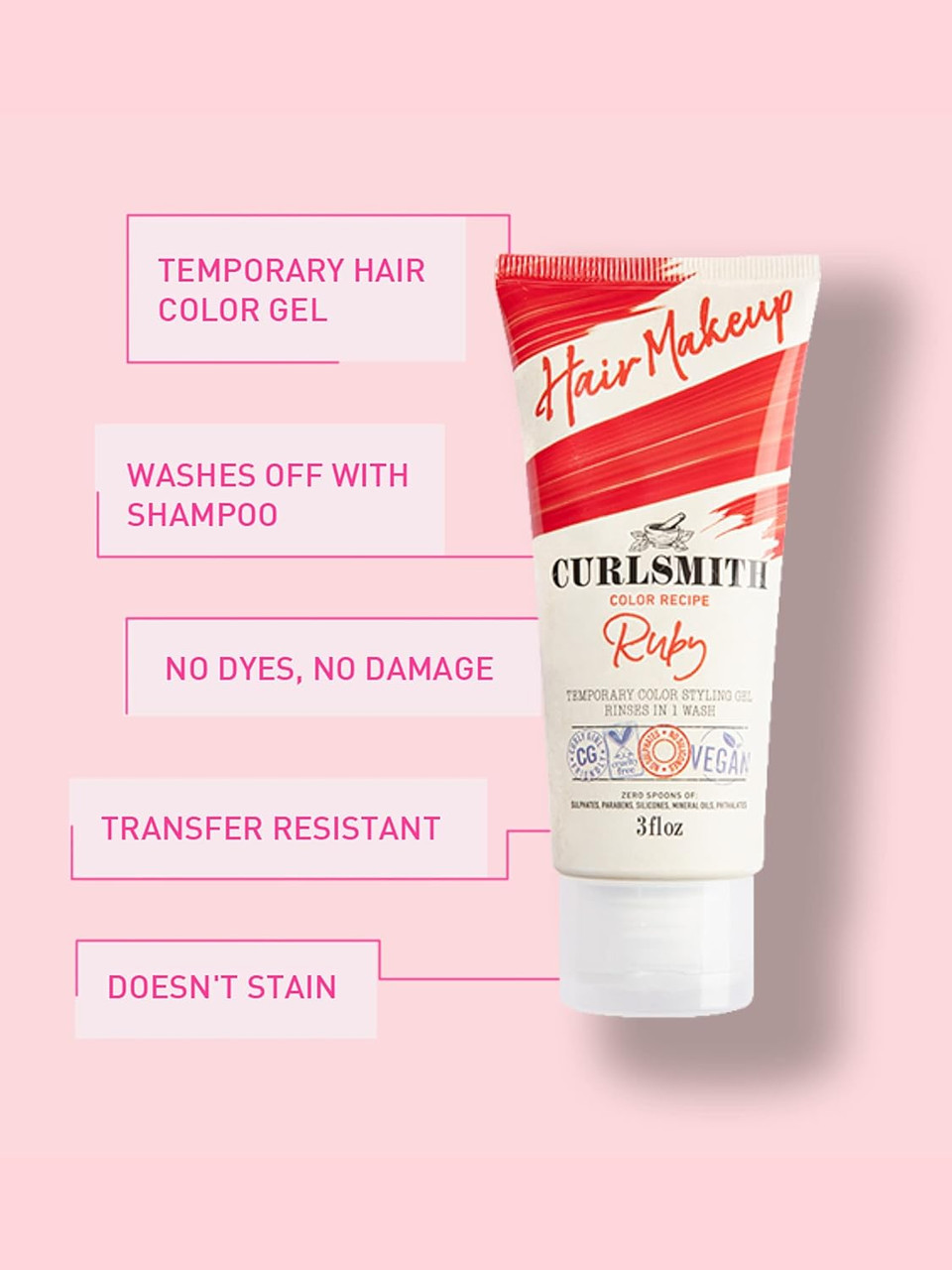 Curlsmith - Hair Makeup - Vegan Temporary Hair Color and Styling Gel, Ruby (88ml) Curlsmith - Hair Makeup - Vegan Temporary Hair Color and Styling Gel, Ruby (88ml)