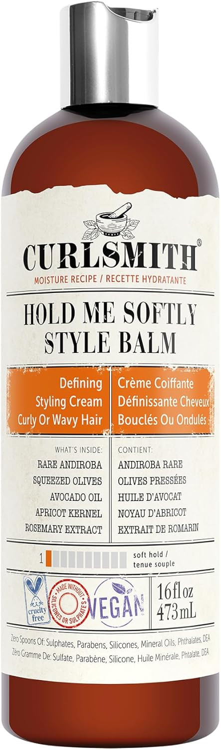 Curlsmith - Hold Me Softly Style Balm - Vegan Soft Hold Styling Cream for Wavy and Curly Hair, Natural Look (474ml)