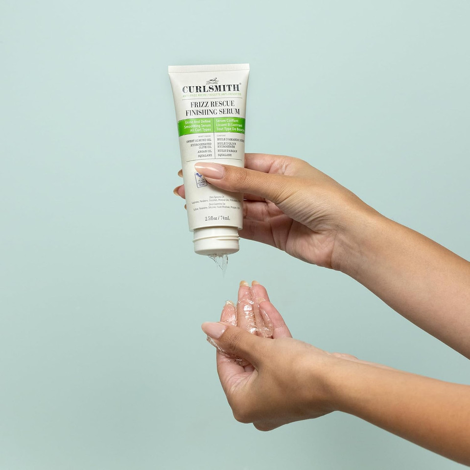 Curlsmith - Frizz Rescue Finishing Serum, Oil-to-Gel Hair Serum, Tame Frizz, Add Shine, Humidity Protection, For All Curl Types, Vegan, 74ml/2.5 fl oz