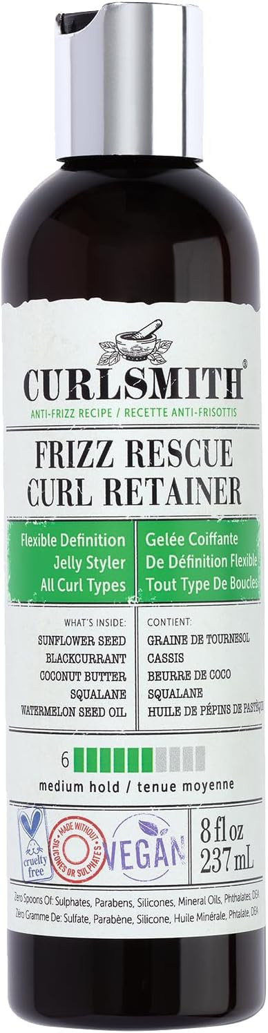 Curlsmith - Frizz Rescue Curl Retainer, Jelly Hair Styler, Non-Sticky, Frizz Control, Humidity Protection, For All Curl Types, Vegan, 237ml/8 fl oz
