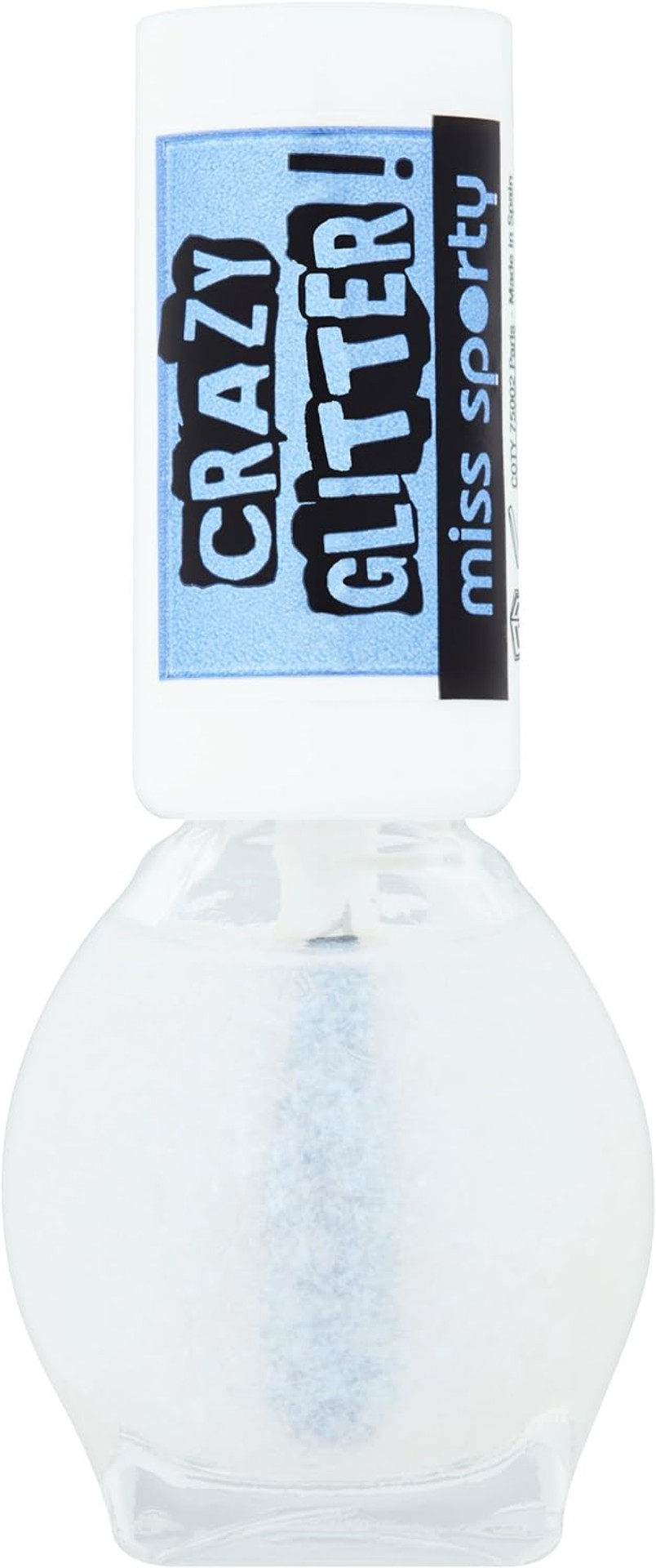Miss Sporty Number 2 Crazy Glitter Top Coat, 7ml, Blue My Mind!