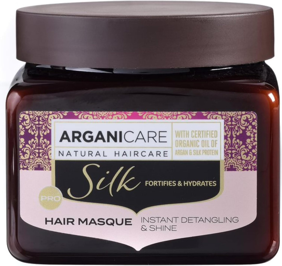 Arganicare | Silk Range | FORTIFYING MASK | Silk Protein | Hydrates and Nourishes Hair | Fight against Breakage | Shiny Effect | High Hydration | All hair types | 400mL