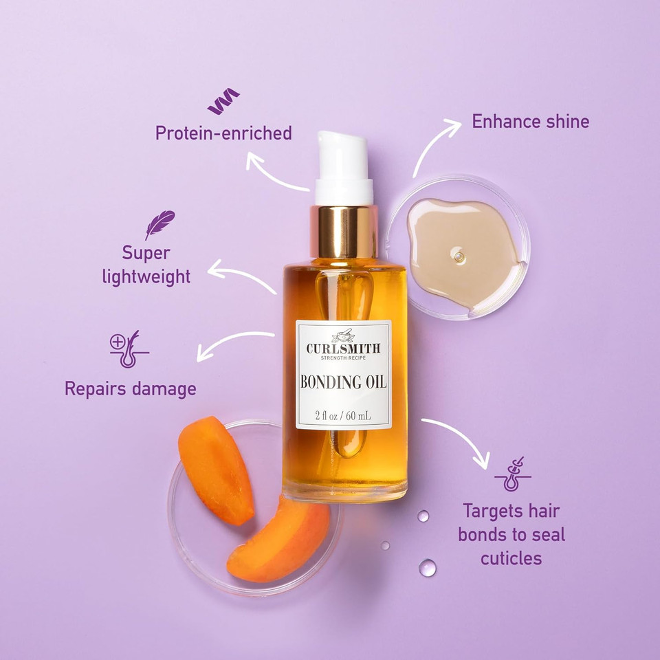 Curlsmith  Bonding Oil, Lightweight Finishing Oil, For All Hair Types Including Dry & Damaged (60ml)
