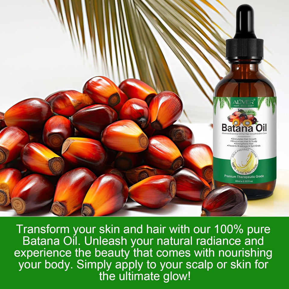 Batana Natural Oil for Hair Growth - Repairs Damaged Hair, Thicker Fuller Hair, Face & Body Massage Oil