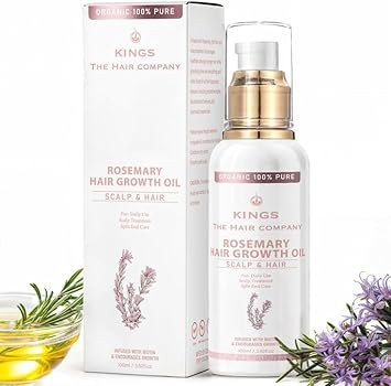 Kings 100% Natural Rosemary Oil with Biotin, Promotes Hair Growth & Prevents Loss, Organic Rosemary Oil for Hair Growth - Hair fall Solution for Dry, Damaged Hair for Men and Women  100 ml